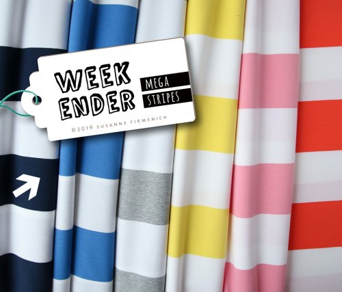 B-WARE !!! - RESTSTÜCK 70cm !!! - Bio Jersey - Mega Stripes - blue navy/weiß - Weekender - Hamburger Liebe - Albstoffe